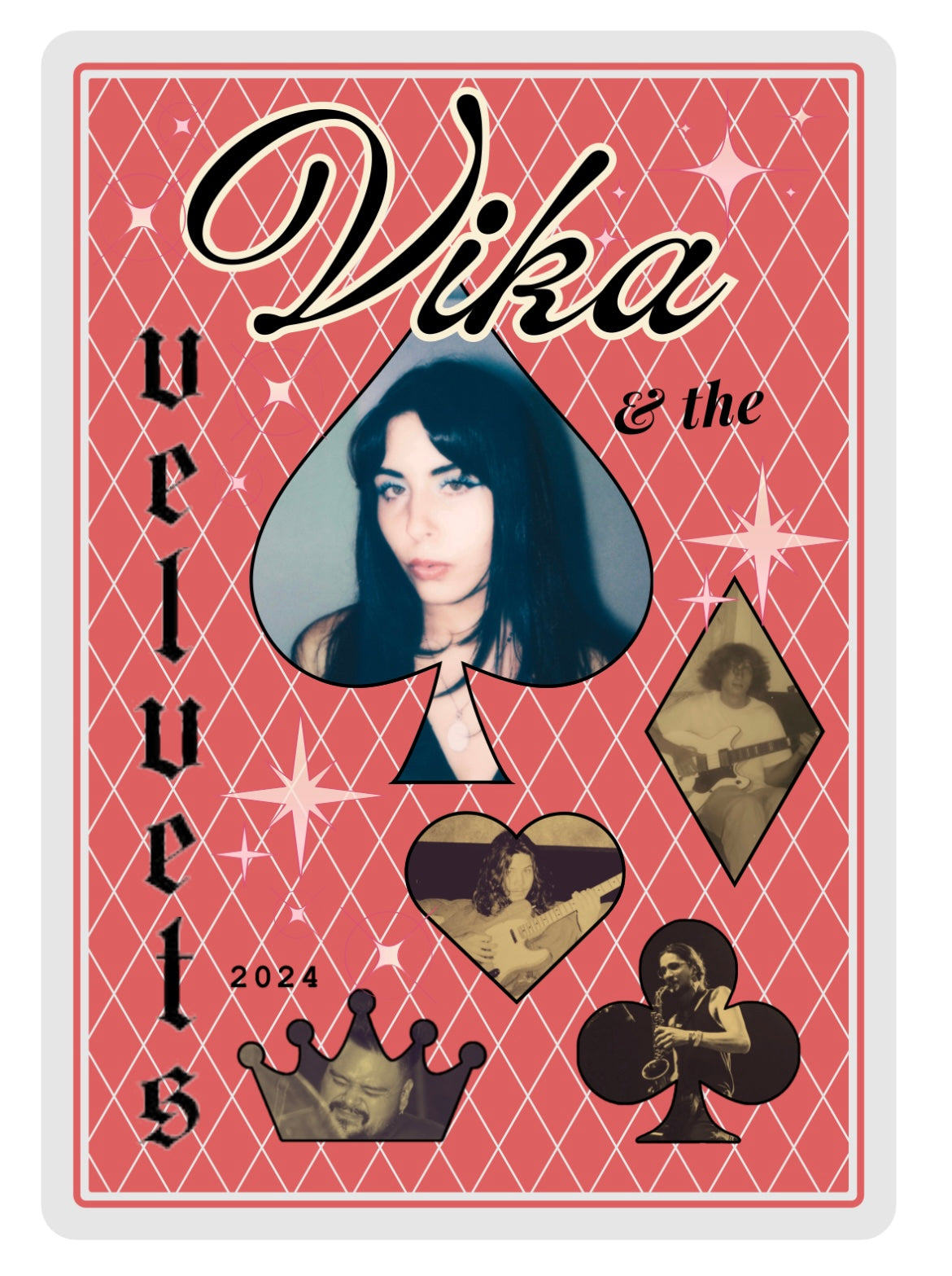 Vika & the Velvets playing card sticker